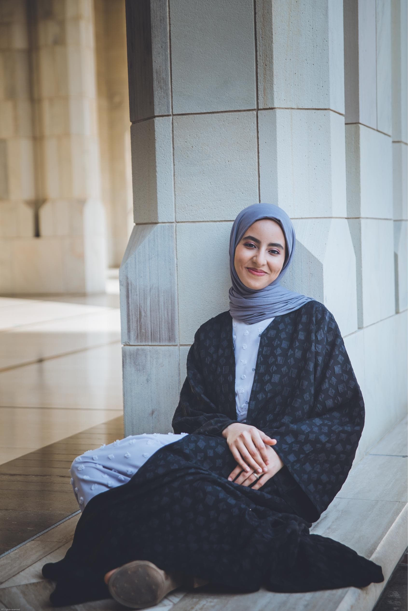 Portrait session at the Grand Mosque colonnade